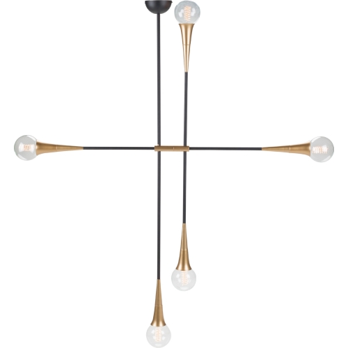 Tristan 5 Light Pendant Light in Matte Black & Gold Metal